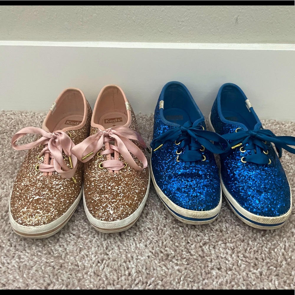 Keds, Kate Spade glitter sneakers blue & rose gold